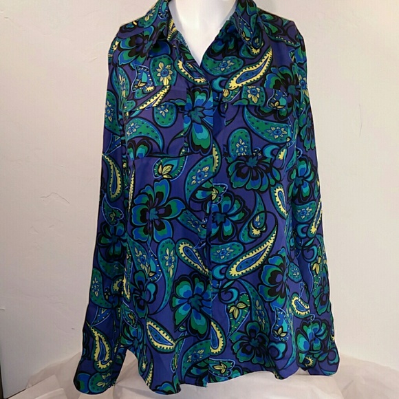 🟢 Ann Taylor  Blouse  Sz2  Long Sleeve - Picture 1 of 6